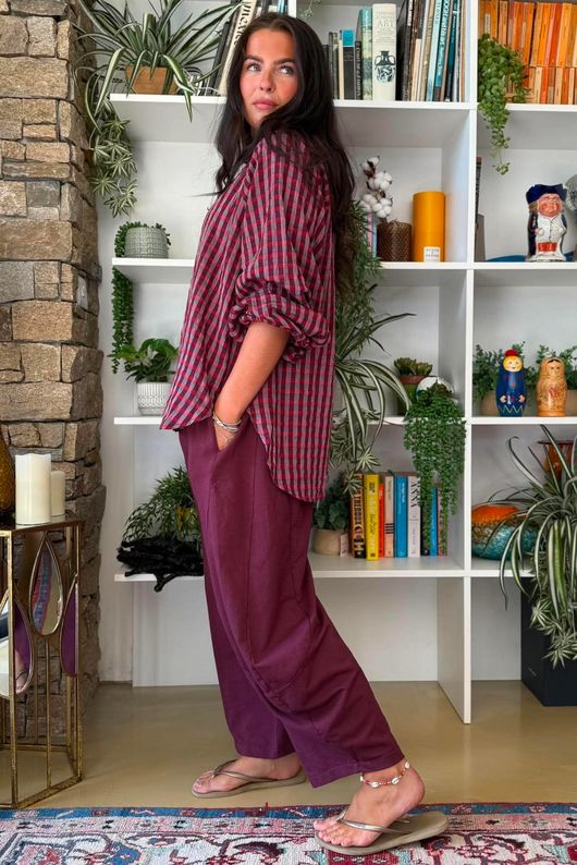 Vivienne Plaid Heathcliff Blouse Burgundy & Russet